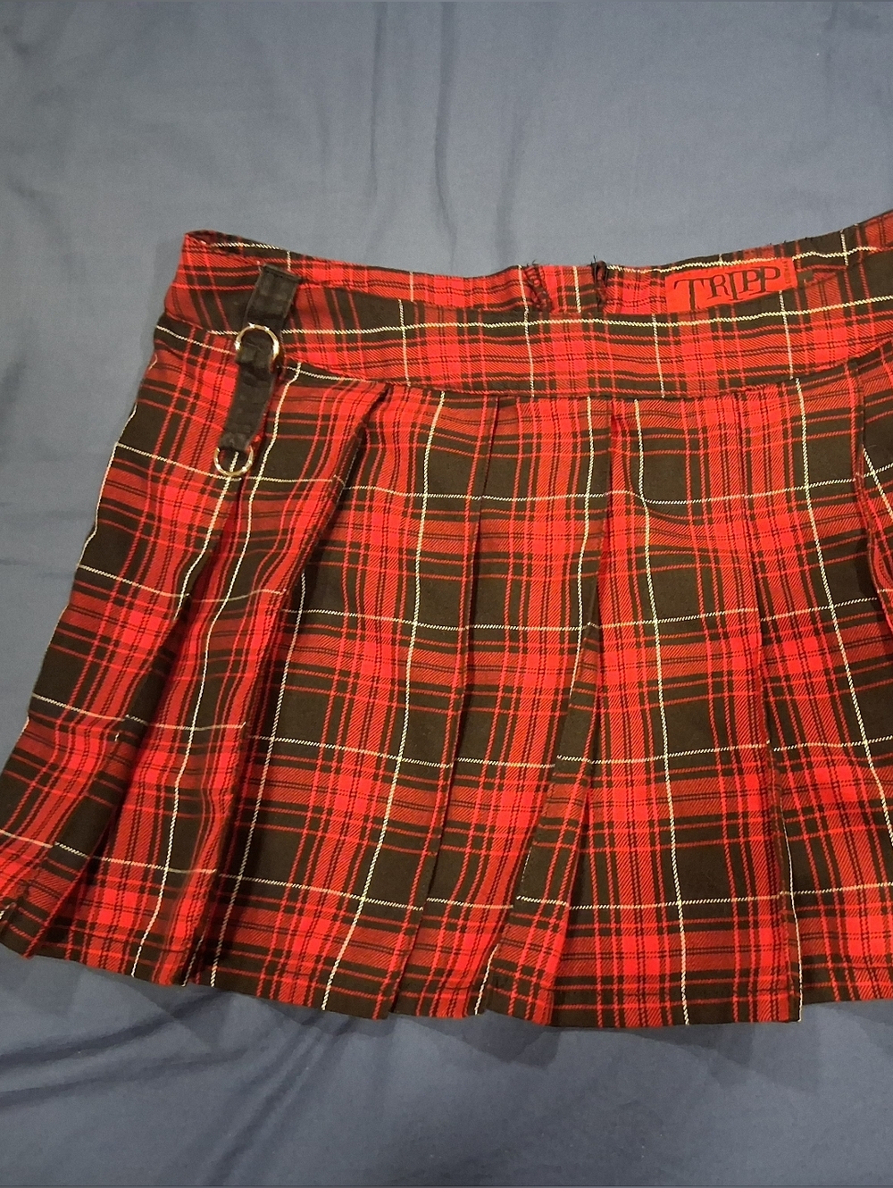 Vintage TRIPP NYC Red Plaid Miniskirt Size Large Goth Emo VTG Y2K